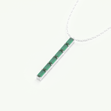 0.18 TCW Baguette Straight May-Emerald Birthstone Necklace 15