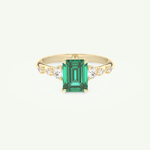 1.67 CT Emerald Cut Pave May-Emerald Birthstone Engagement Ring 1