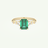 1.67 CT Emerald Cut Pave May-Emerald Birthstone Engagement Ring 1