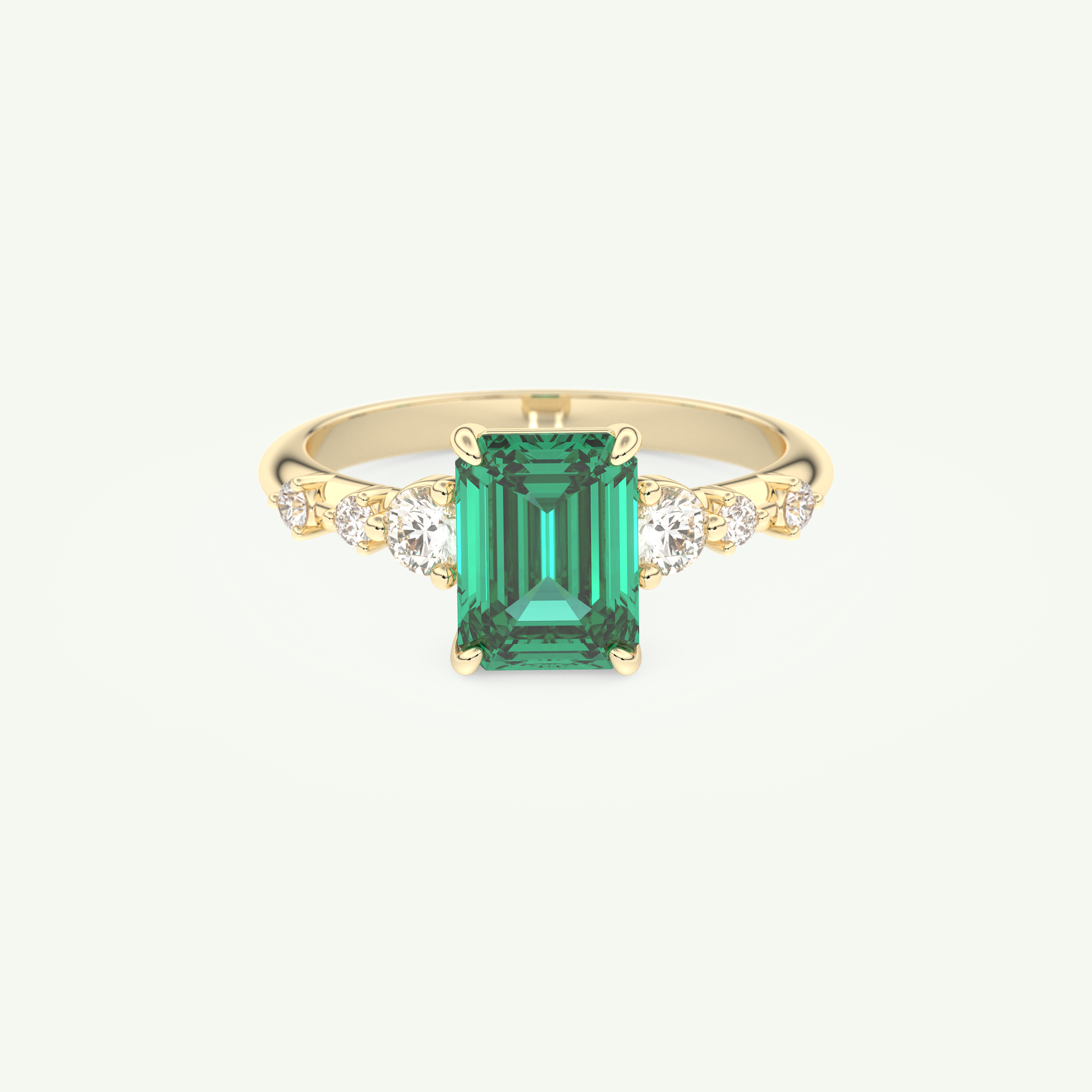 1.67 CT Emerald Cut Pave May-Emerald Birthstone Engagement Ring 1