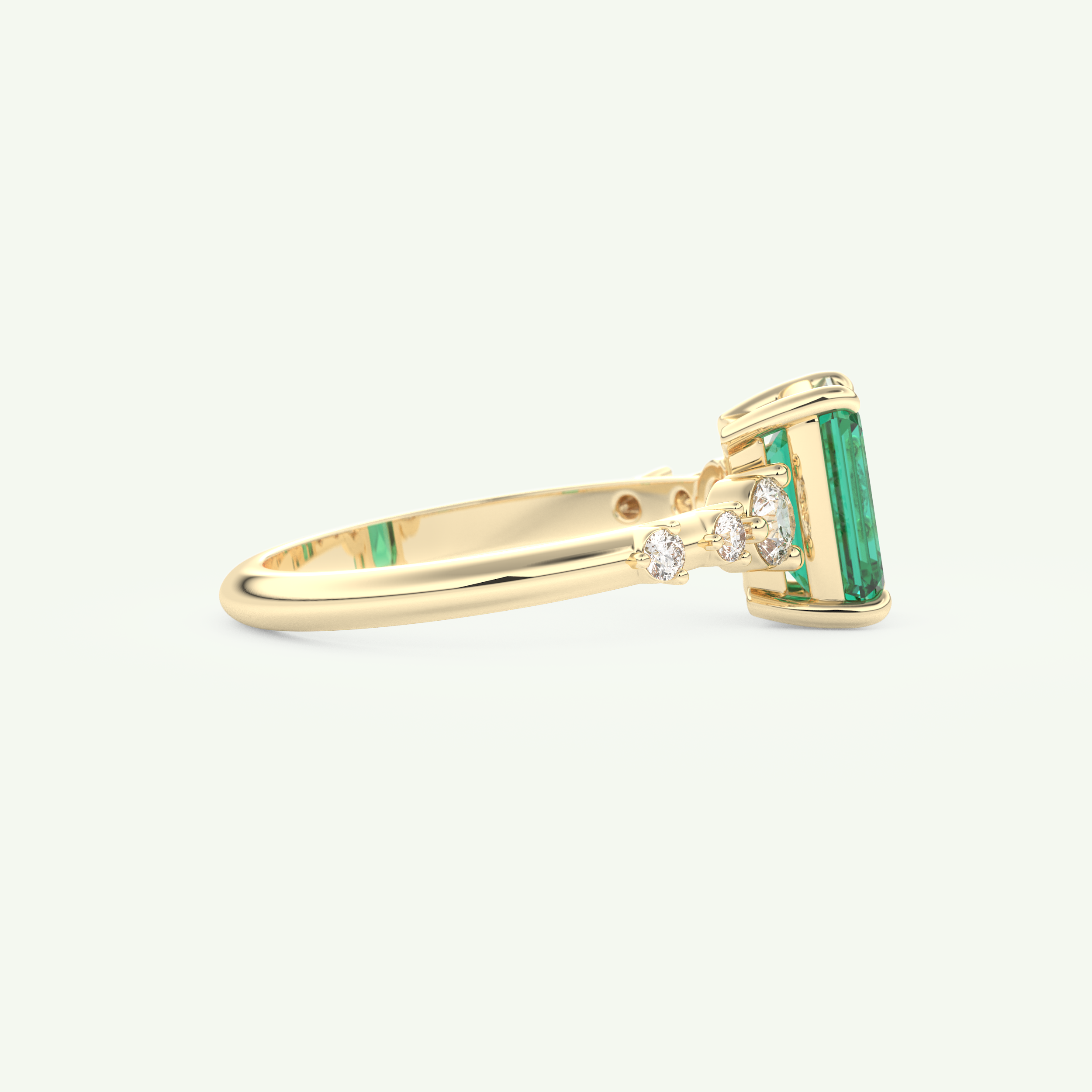 1.67 CT Emerald Cut Pave May-Emerald Birthstone Engagement Ring 2