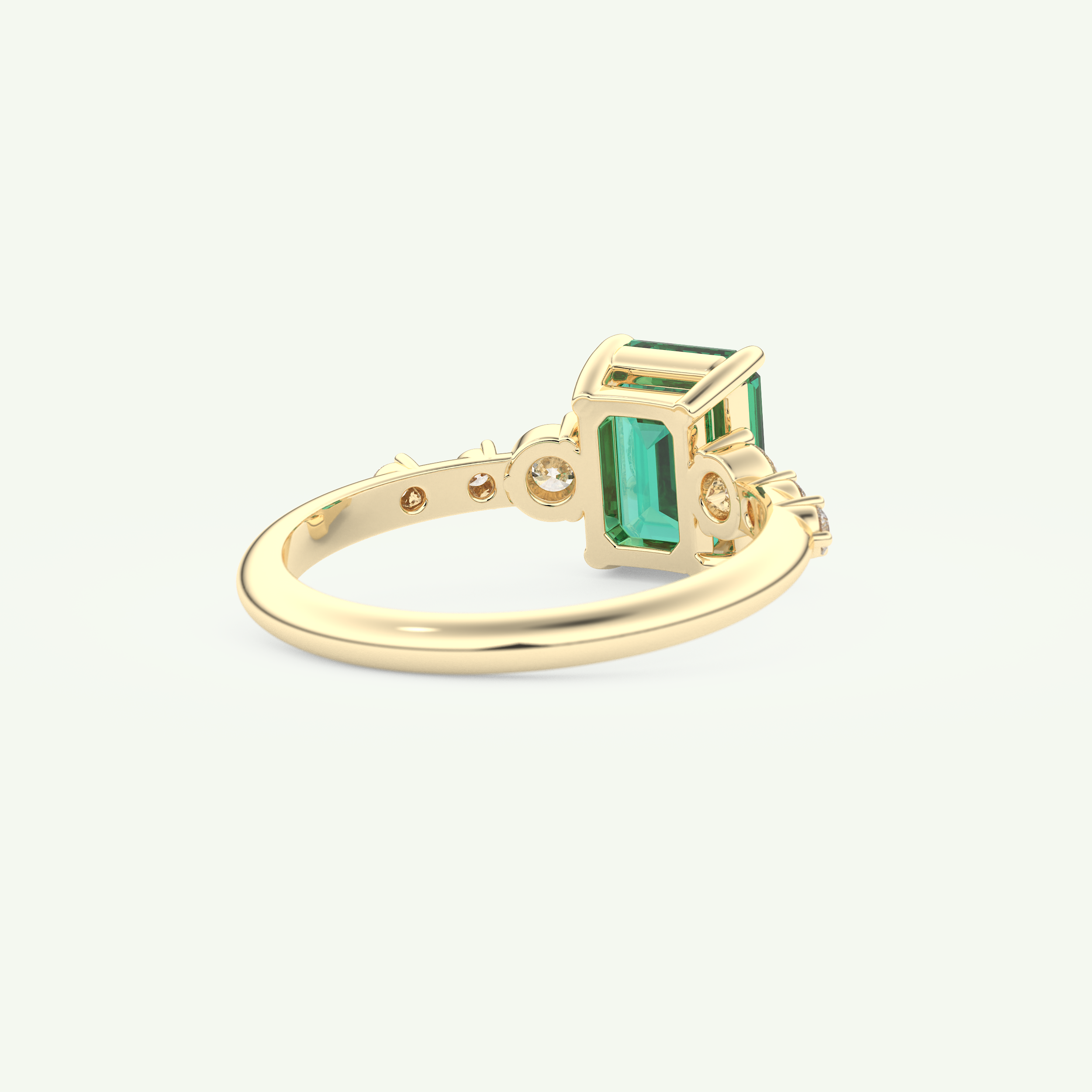 1.67 CT Emerald Cut Pave May-Emerald Birthstone Engagement Ring 3
