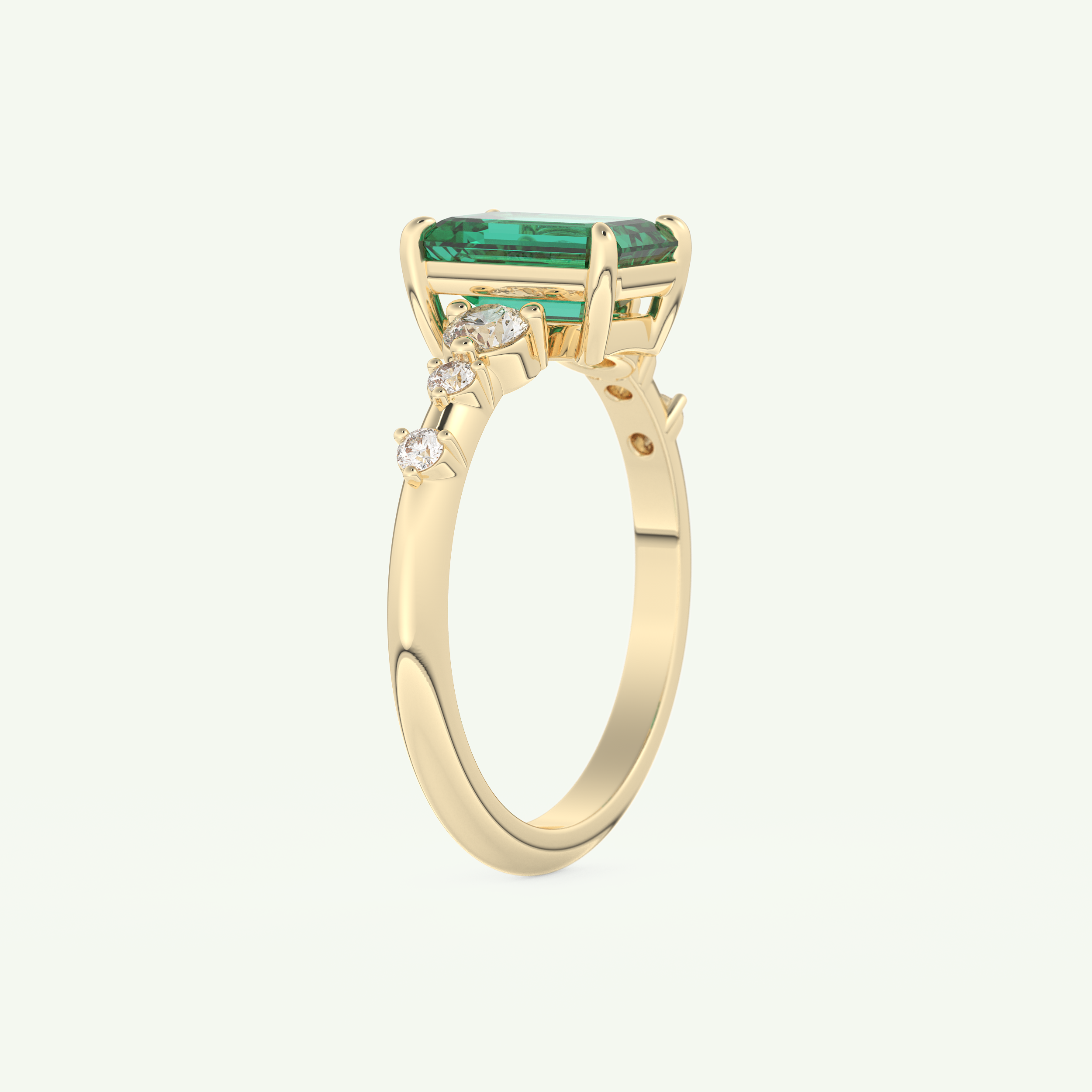 1.67 CT Emerald Cut Pave May-Emerald Birthstone Engagement Ring 4