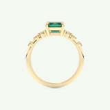 1.67 CT Emerald Cut Pave May-Emerald Birthstone Engagement Ring 5