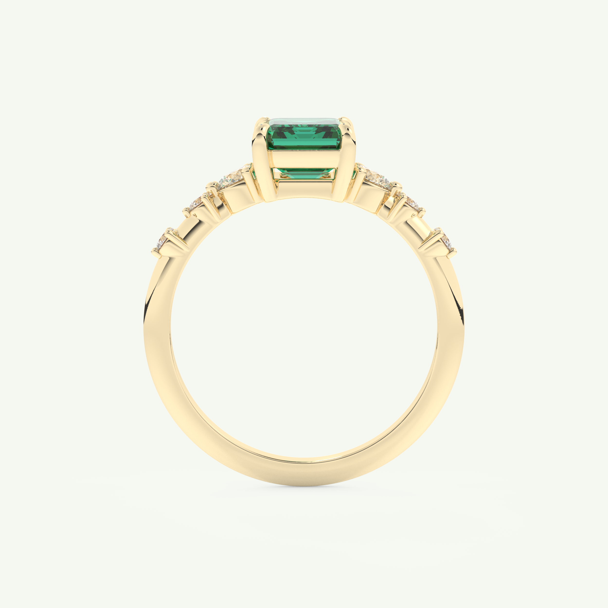 1.67 CT Emerald Cut Pave May-Emerald Birthstone Engagement Ring 5