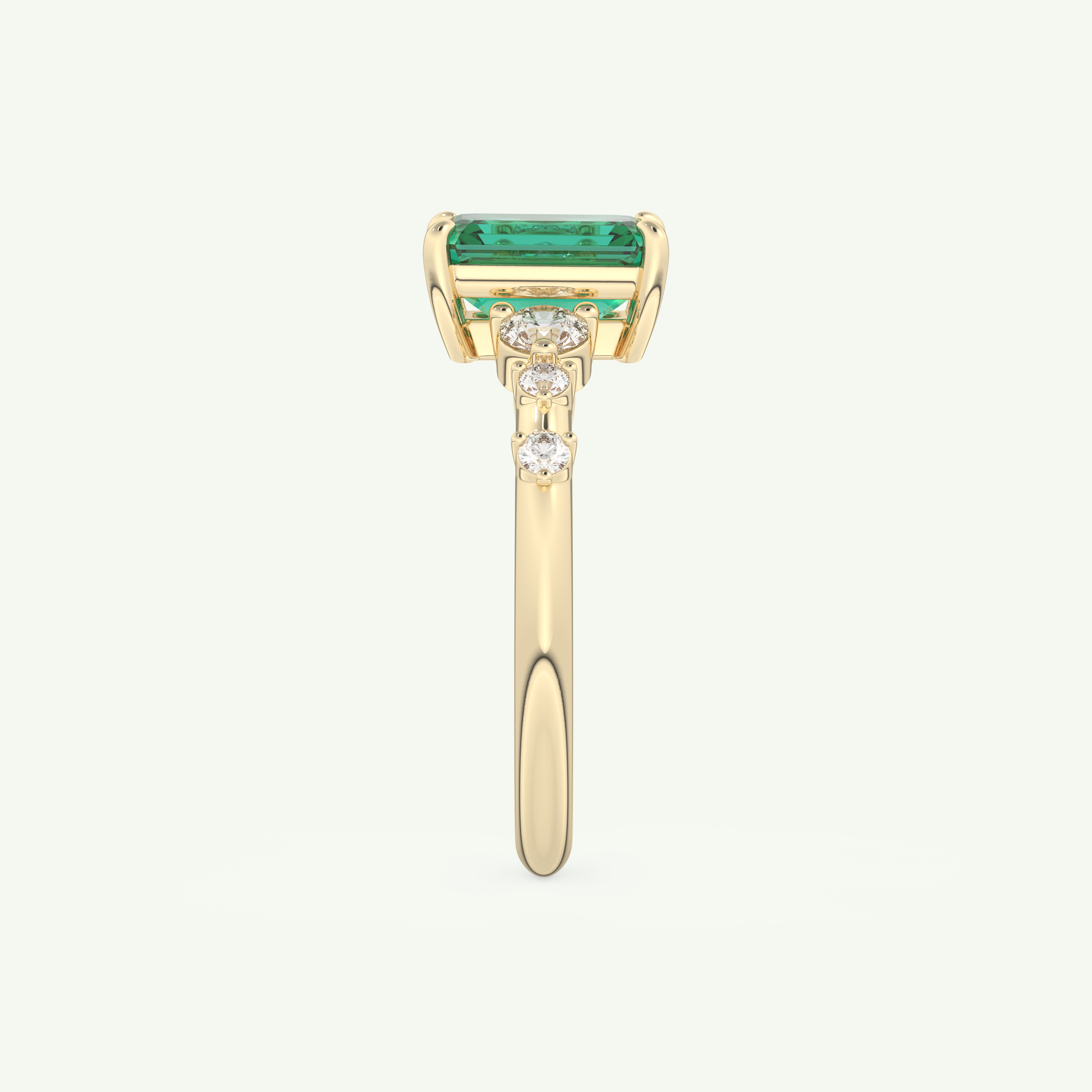 1.67 CT Emerald Cut Pave May-Emerald Birthstone Engagement Ring 6
