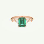 1.67 CT Emerald Cut Pave May-Emerald Birthstone Engagement Ring 7