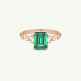 1.67 CT Emerald Cut Pave May-Emerald Birthstone Engagement Ring 7