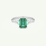 1.67 CT Emerald Cut Pave May-Emerald Birthstone Engagement Ring 13