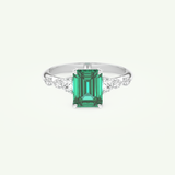 1.67 CT Emerald Cut Pave May-Emerald Birthstone Engagement Ring 13