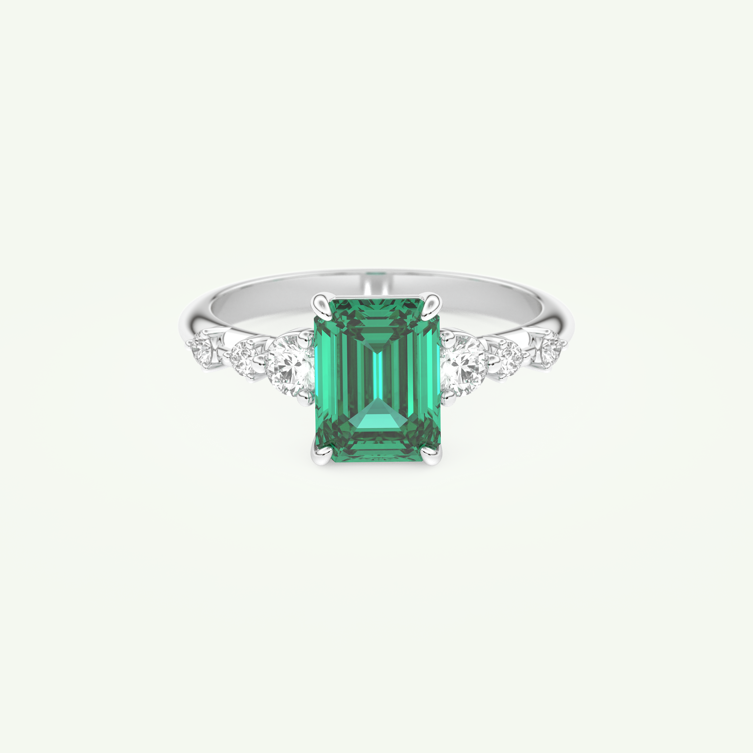 1.67 CT Emerald Cut Pave May-Emerald Birthstone Engagement Ring 13