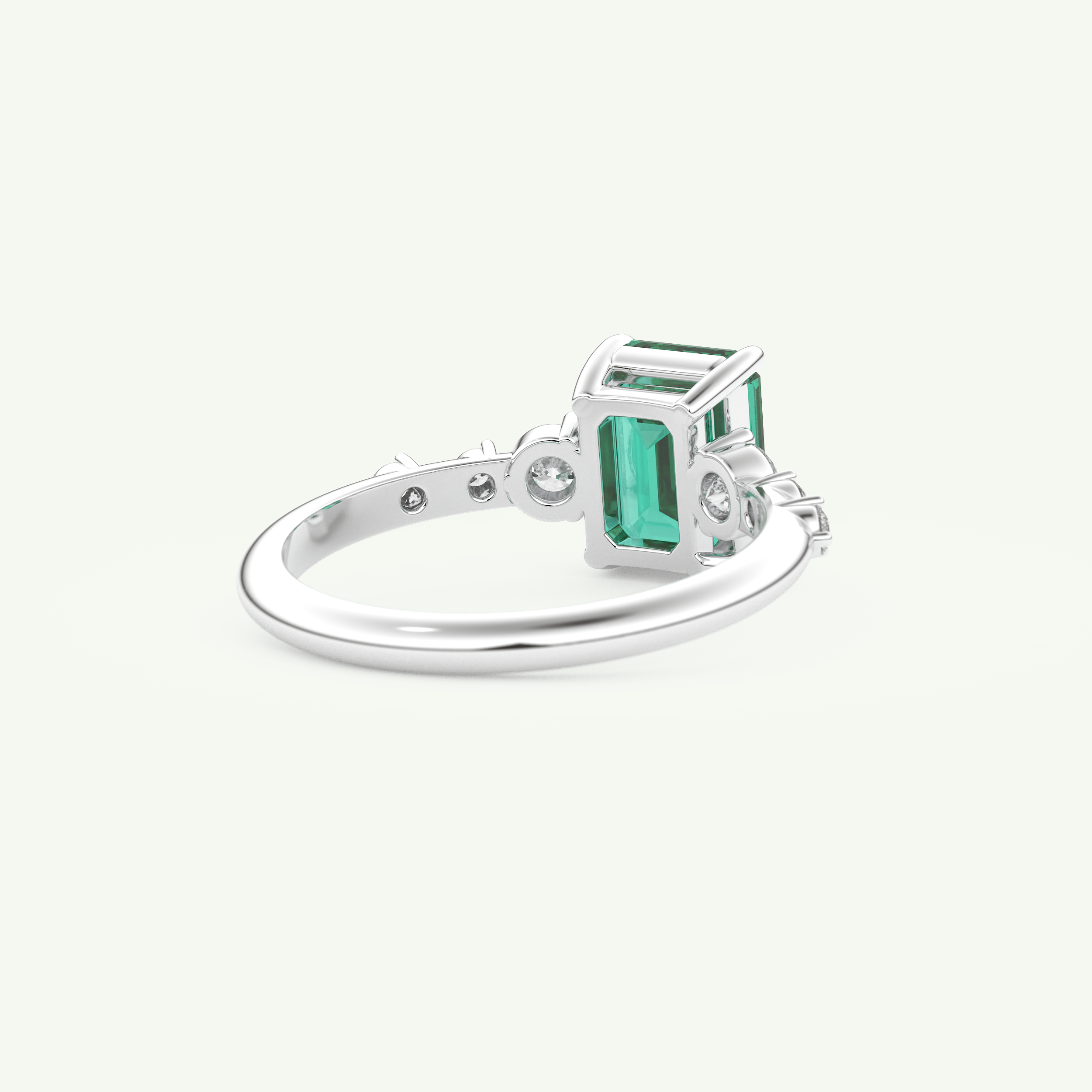 1.67 CT Emerald Cut Pave May-Emerald Birthstone Engagement Ring 15