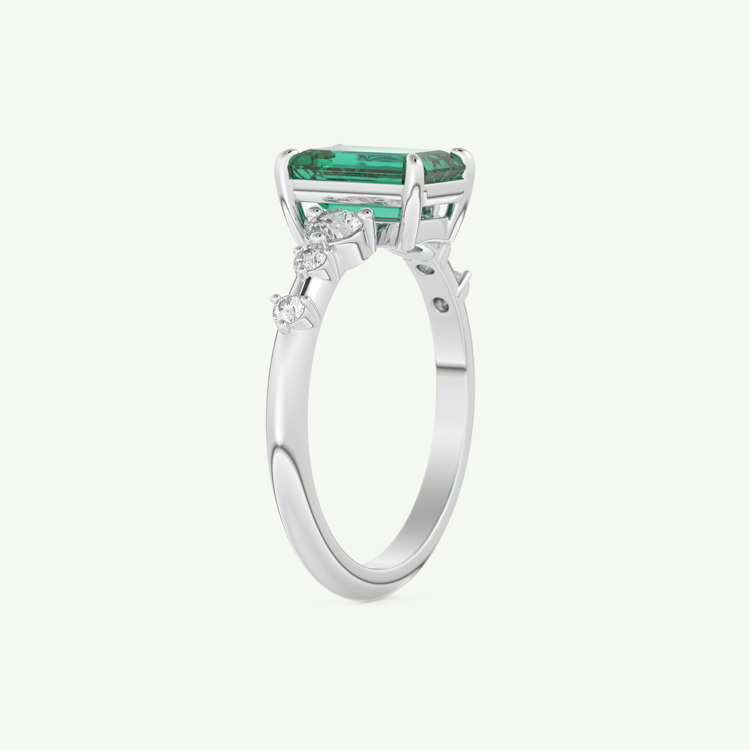 1.67 CT Emerald Cut Pave May-Emerald Birthstone Engagement Ring 16