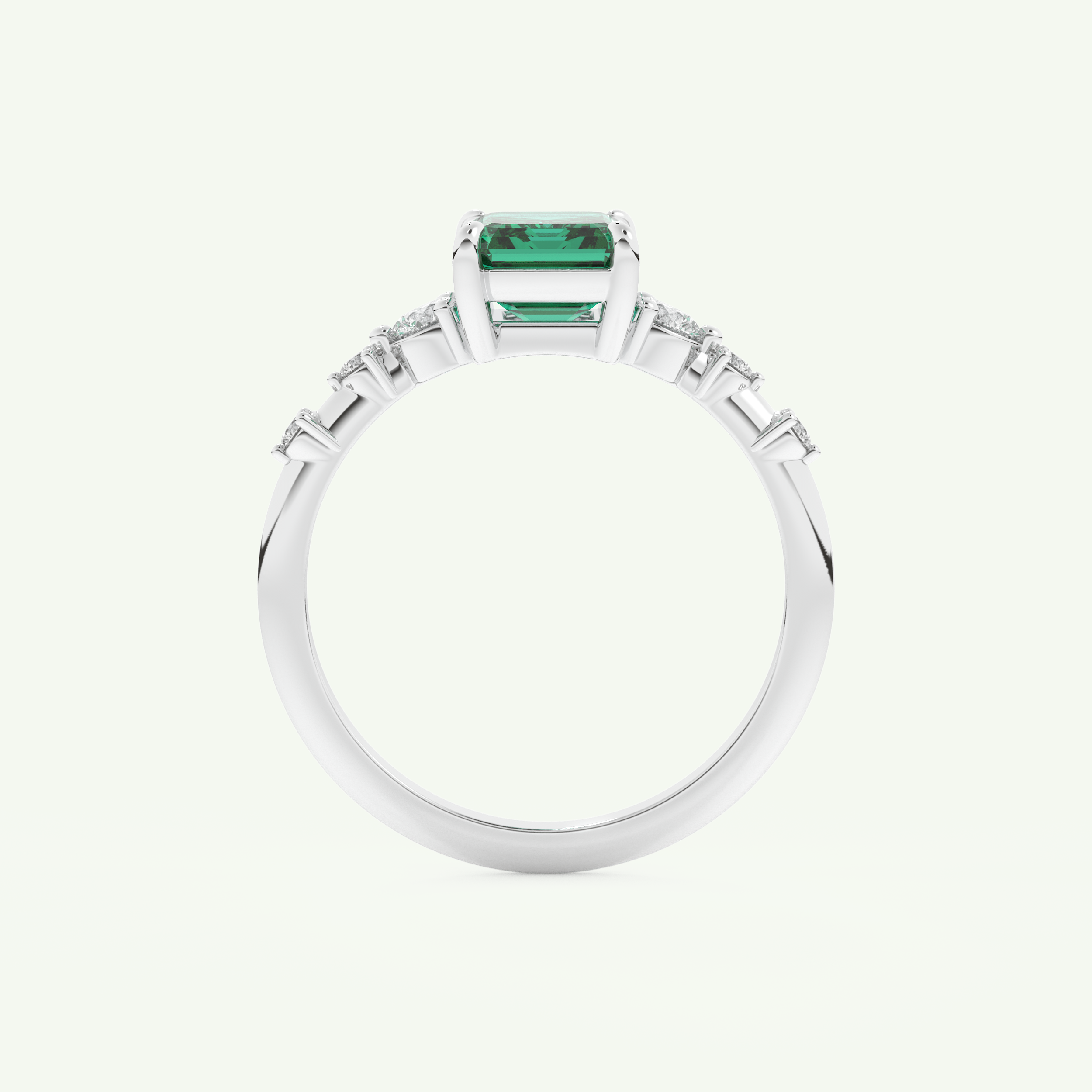 1.67 CT Emerald Cut Pave May-Emerald Birthstone Engagement Ring 17
