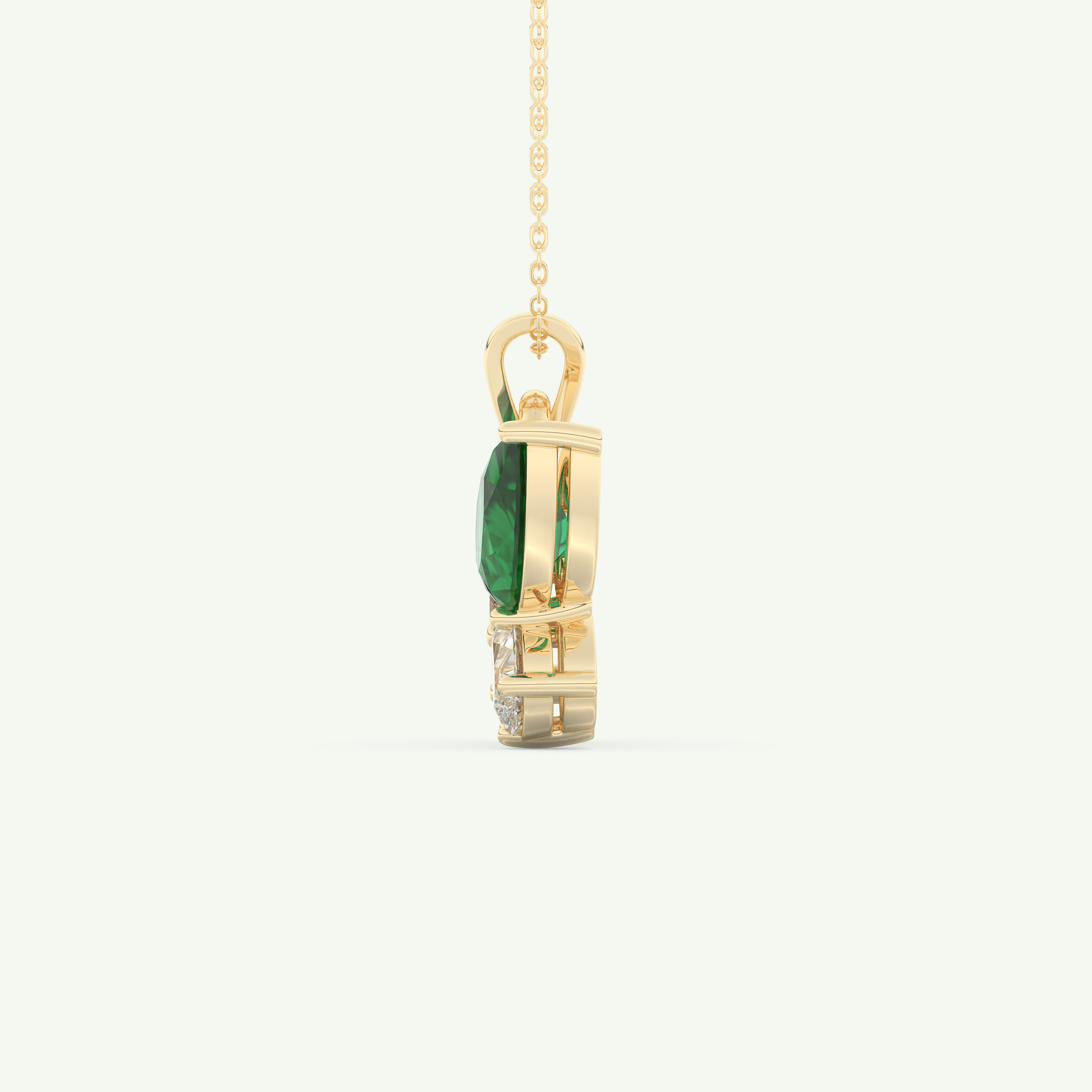 3.21 CT Round & Pear Butterfly Shaped May-Emerald Birthstone Necklace 3