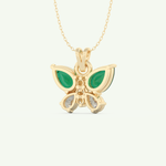 3.21 CT Round & Pear Butterfly Shaped May-Emerald Birthstone Necklace 4