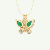 3.21 CT Round & Pear Butterfly Shaped May-Emerald Birthstone Necklace 4