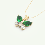 3.21 CT Round & Pear Butterfly Shaped May-Emerald Birthstone Necklace 5