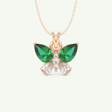 3.21 CT Round & Pear Butterfly Shaped May-Emerald Birthstone Necklace 6