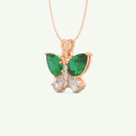 3.21 CT Round & Pear Butterfly Shaped May-Emerald Birthstone Necklace 7