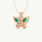 3.21 CT Round & Pear Butterfly Shaped May-Emerald Birthstone Necklace 9