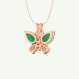 3.21 CT Round & Pear Butterfly Shaped May-Emerald Birthstone Necklace 9