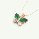 3.21 CT Round & Pear Butterfly Shaped May-Emerald Birthstone Necklace 10
