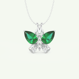 3.21 CT Round & Pear Butterfly Shaped May-Emerald Birthstone Necklace 11