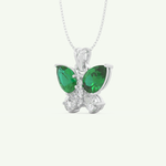 3.21 CT Round & Pear Butterfly Shaped May-Emerald Birthstone Necklace 12