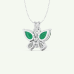3.21 CT Round & Pear Butterfly Shaped May-Emerald Birthstone Necklace 14