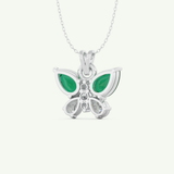 3.21 CT Round & Pear Butterfly Shaped May-Emerald Birthstone Necklace 14
