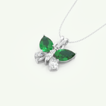 3.21 CT Round & Pear Butterfly Shaped May-Emerald Birthstone Necklace 15