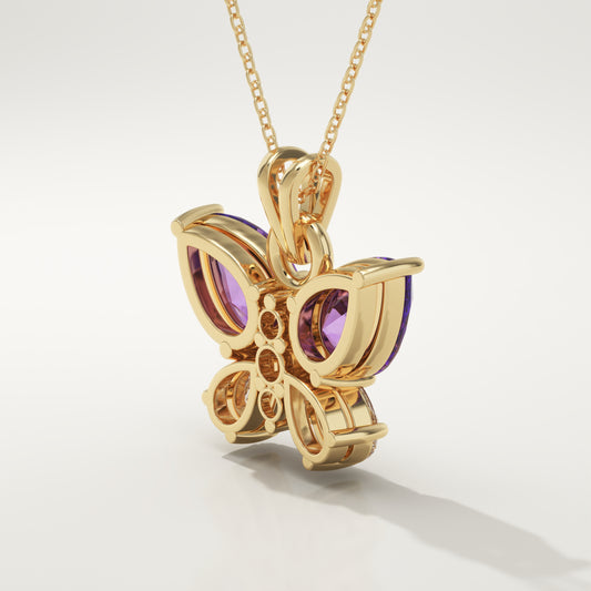 3.21 TCW Pear & Round February-Amethyst Birthstone Necklace