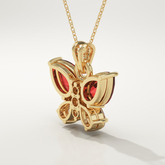 3.21 TCW Pear & Round January-Garnet Birthstone Necklace