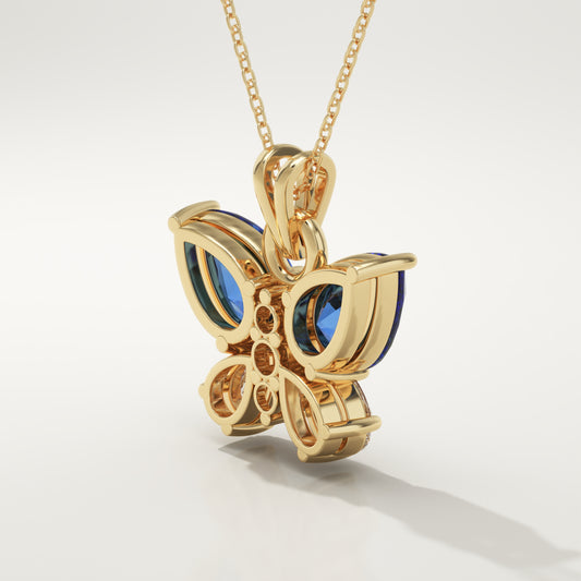 3.21 TCW Pear & Round September-Sapphire Birthstone Necklace