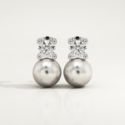0.5 TCW Round June-Pearl Birthstone Drop Earrings