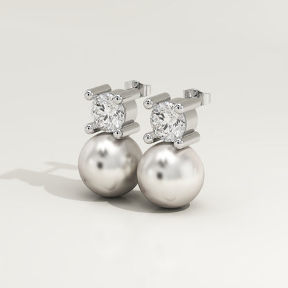 0.5 TCW Round June-Pearl Birthstone Drop Earrings