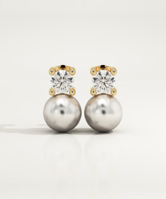 0.5 TCW Round June-Pearl Birthstone Drop Earrings