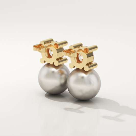 0.5 TCW Round June-Pearl Birthstone Drop Earrings