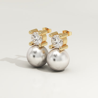 0.5 TCW Round June-Pearl Birthstone Drop Earrings