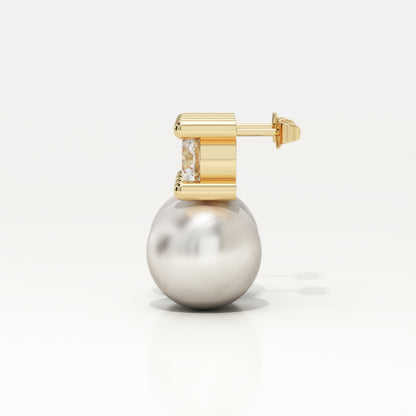 0.5 TCW Round June-Pearl Birthstone Drop Earrings