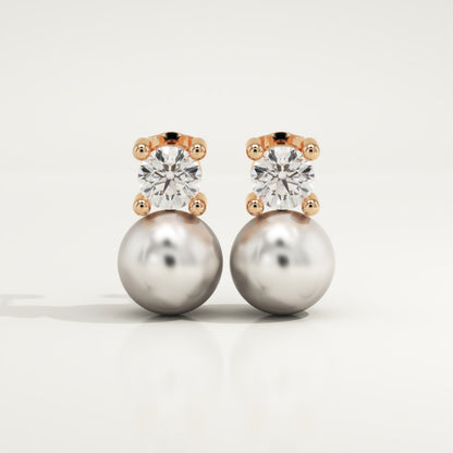 0.5 TCW Round June-Pearl Birthstone Drop Earrings