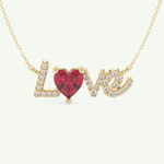 1.14 TCW Heart & Round July-Ruby Love Birthstone Necklace 1