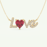 1.14 TCW Heart & Round July-Ruby Love Birthstone Necklace 1
