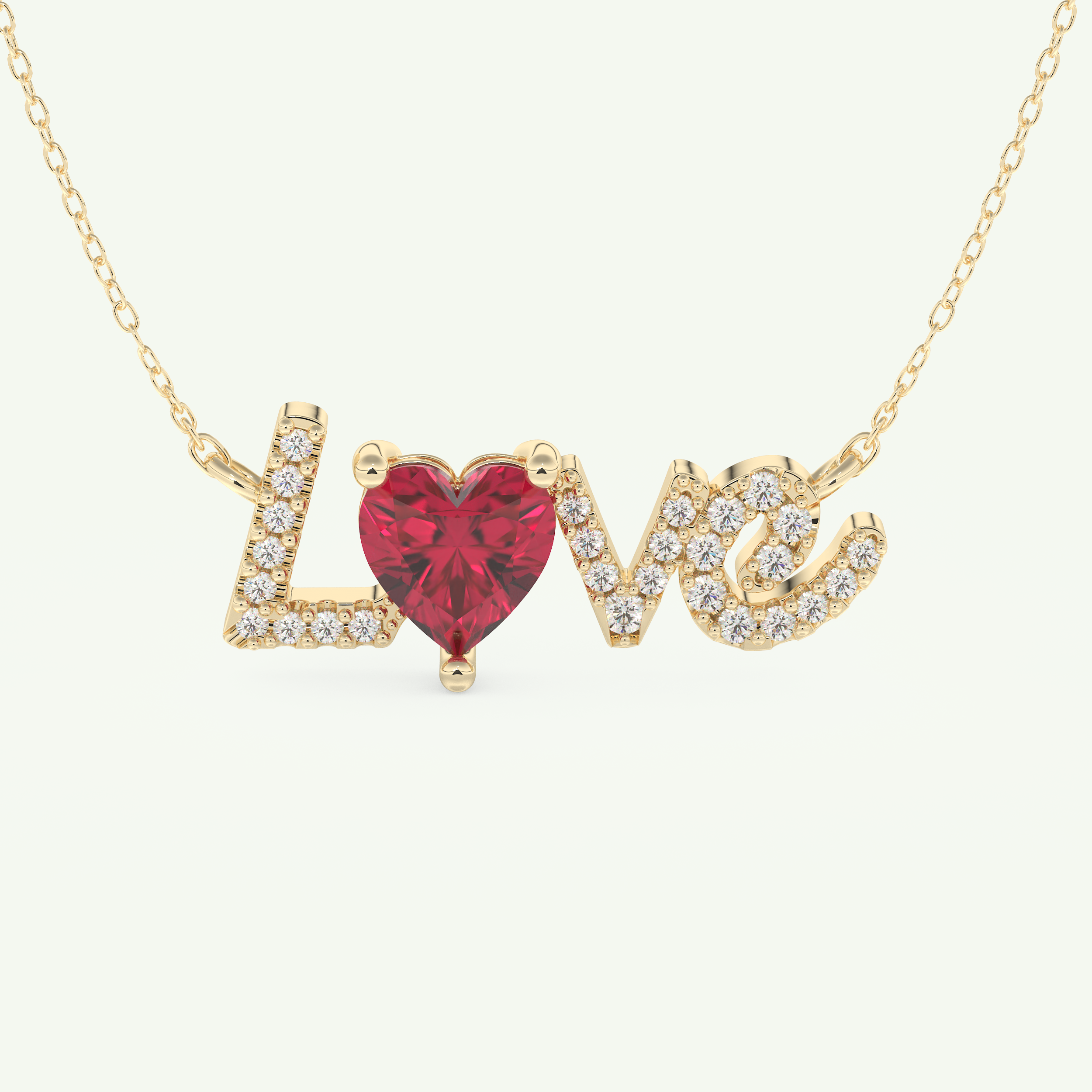 1.14 TCW Heart & Round July-Ruby Love Birthstone Necklace 1