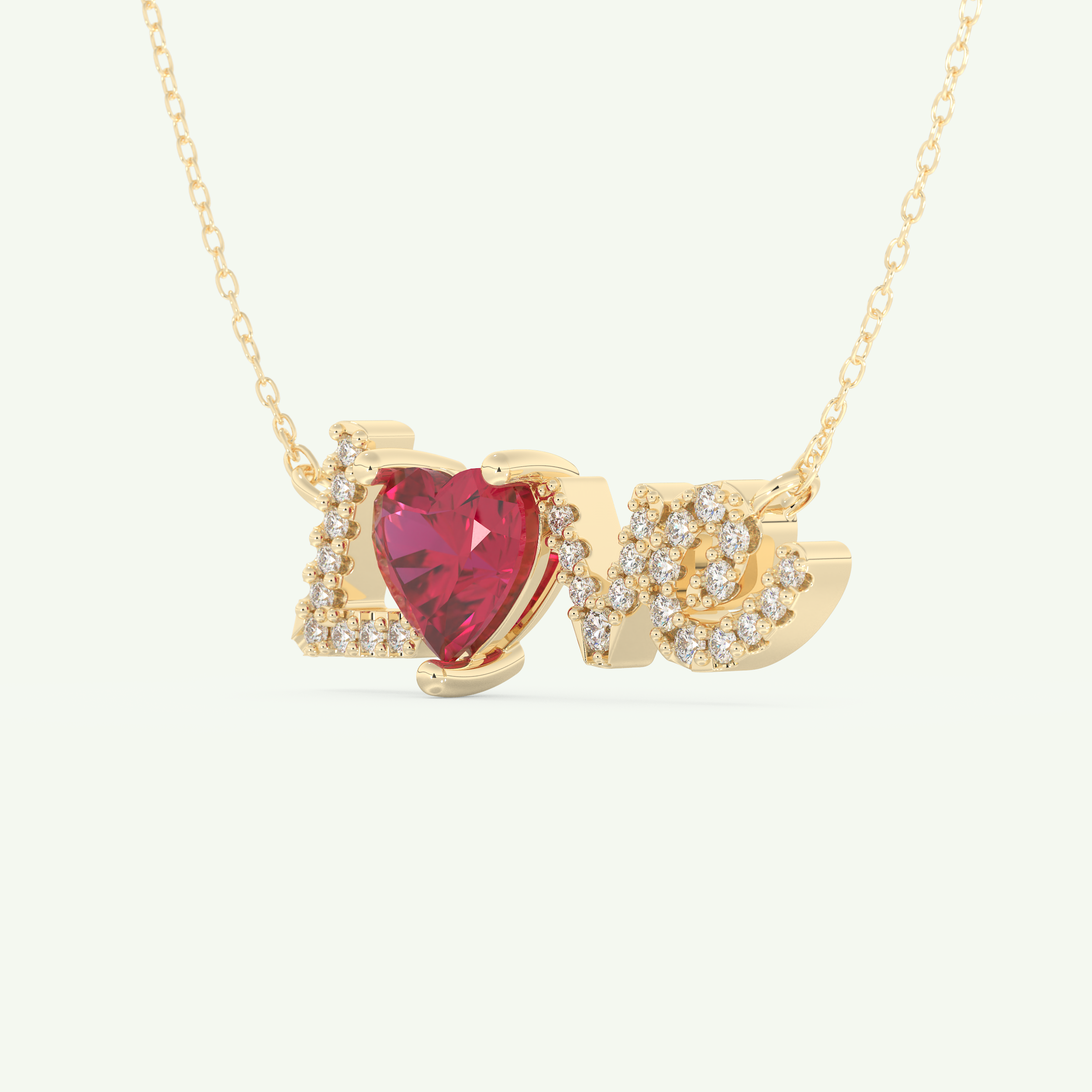 1.14 TCW Heart & Round July-Ruby Love Birthstone Necklace 2
