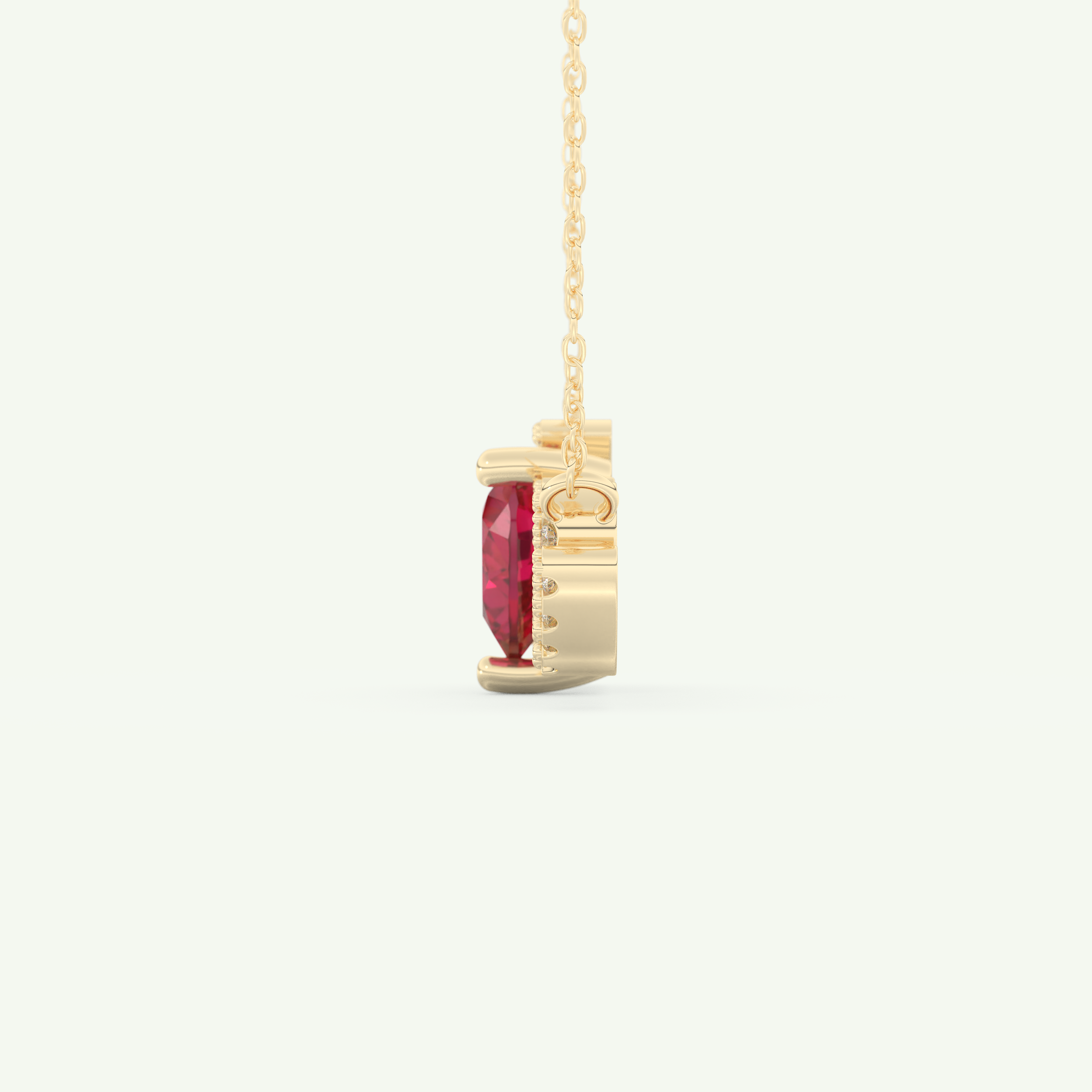 1.14 TCW Heart & Round July-Ruby Love Birthstone Necklace 3