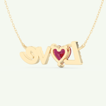 1.14 TCW Heart & Round July-Ruby Love Birthstone Necklace 4