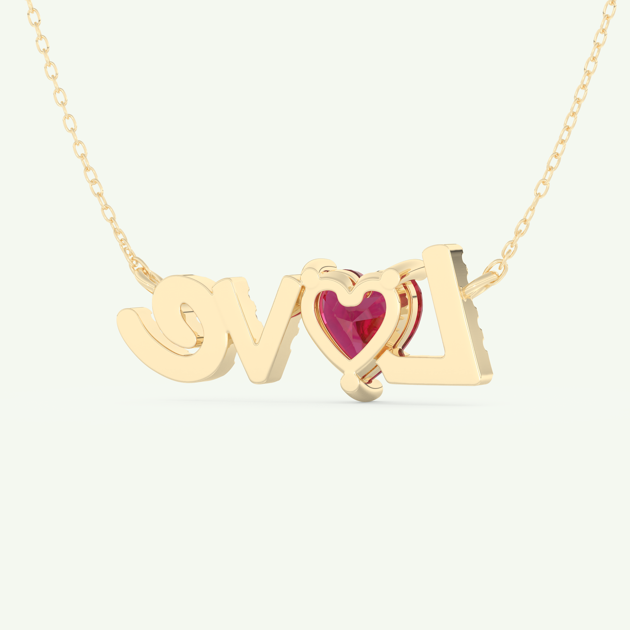 1.14 TCW Heart & Round July-Ruby Love Birthstone Necklace 4