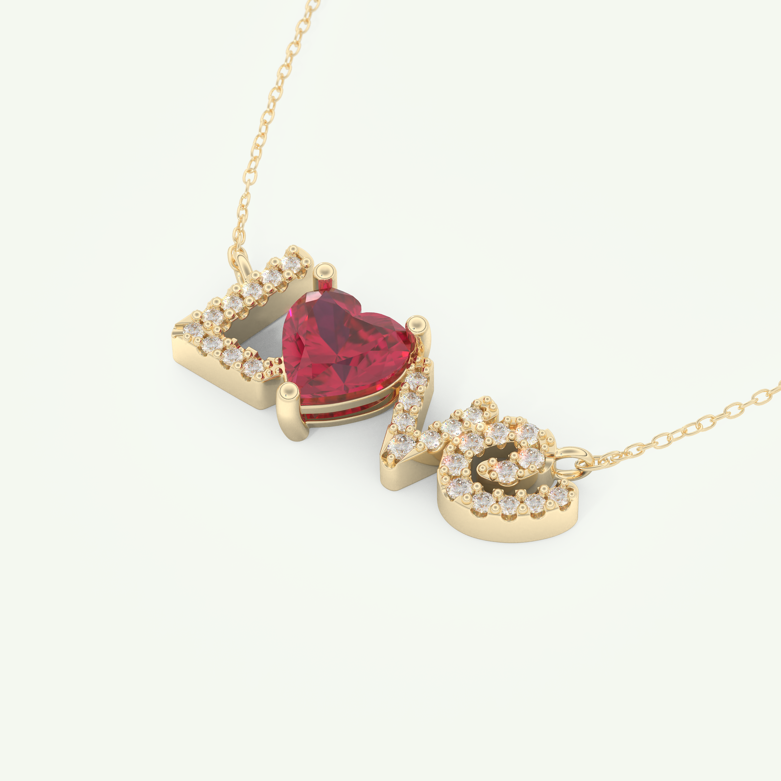 1.14 TCW Heart & Round July-Ruby Love Birthstone Necklace 5